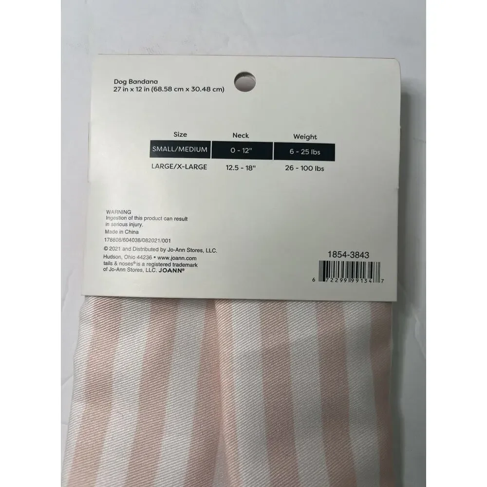 Tails & Noses - Easter Pink & White Stripe Pet Dog Bandana Size: L/XL